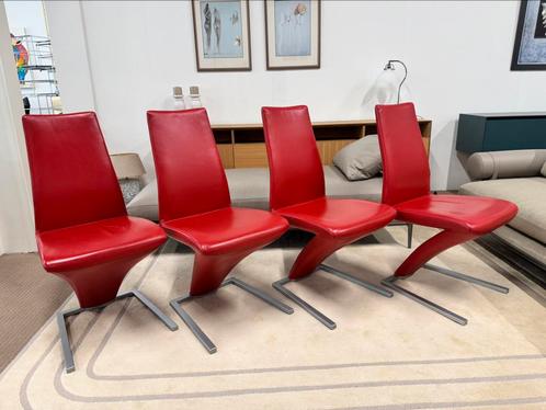 Rolf Benz 7800 z stoel, Huis en Inrichting, Stoelen, Gebruikt, Vier, Leer, Rood, Ophalen of Verzenden