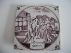 Antieke Tegel met Bijbelse voorstelling - GEN: 19: 1, Antiek en Kunst, Antiek | Wandborden en Tegels, Ophalen of Verzenden