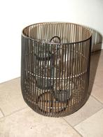 Stijlvolle metalen windlicht lantaarn voor 3 waxine lichtjes, 25 tot 50 cm, Zwart, Ophalen of Verzenden, Zo goed als nieuw