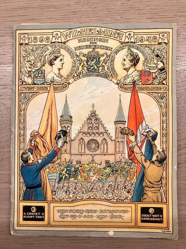Wilhelmina 1898–1948 schoolschrift Jetses + leerboekje+ div., Verzamelen, Koninklijk Huis en Royalty, Gebruikt, Overige typen
