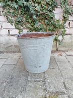 Zinken zink plantenpot bloempot verweerd rond, Gebruikt, Tuin, Rond, Ophalen of Verzenden