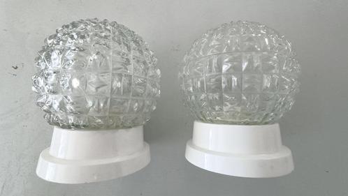 2x persglazen plafonniere bol mid century retro design lamp, Huis en Inrichting, Lampen | Plafondlampen, Zo goed als nieuw, Glas