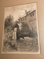 Een tekening “Watermolen” Gesigneerd., Ophalen of Verzenden