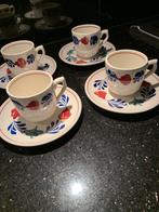 4 boerenbont espresso kop en schotels, nieuw, Ophalen of Verzenden