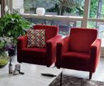 2 fautauils / stoelen in rode stof, Huis en Inrichting, Stoelen, Ophalen, Gebruikt, Twee, Stof