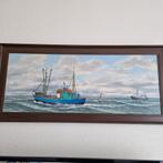 Olieverfschilderij vissersboot, Ophalen, Zo goed als nieuw, Motorboot, Boek of Tijdschrift