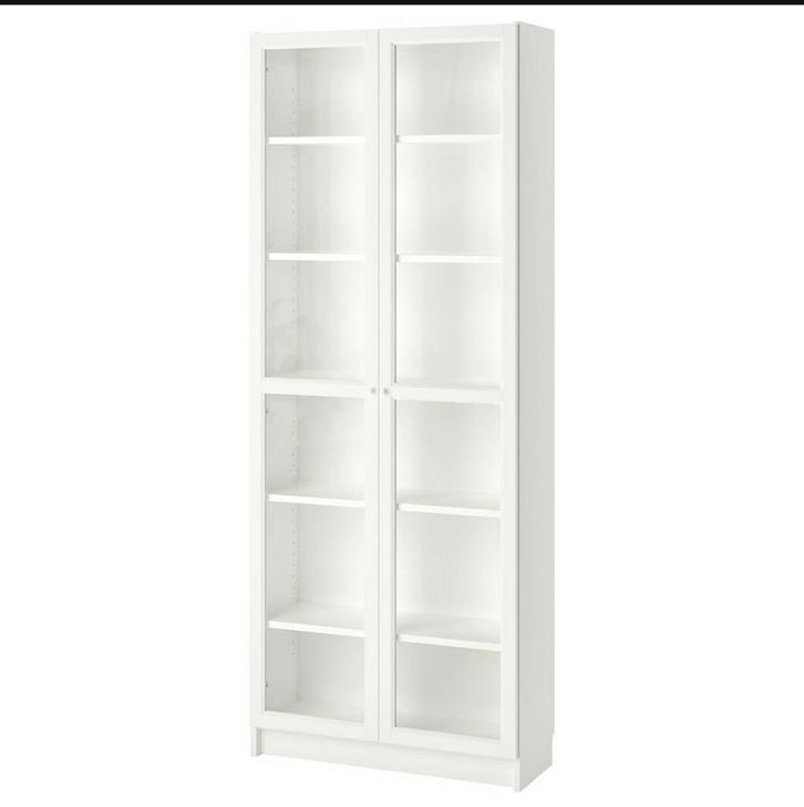 IKEA BILLY OXBERG VITRINE KAST WIT GLAS, Huis en Inrichting, Kasten | Vitrinekasten, Gebruikt, 50 tot 100 cm, 25 tot 50 cm, Ophalen
