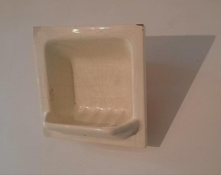 Antiek craquele porselein zeepschaal crème wit, Antiek en Kunst, Antiek | Keramiek en Aardewerk, Ophalen of Verzenden