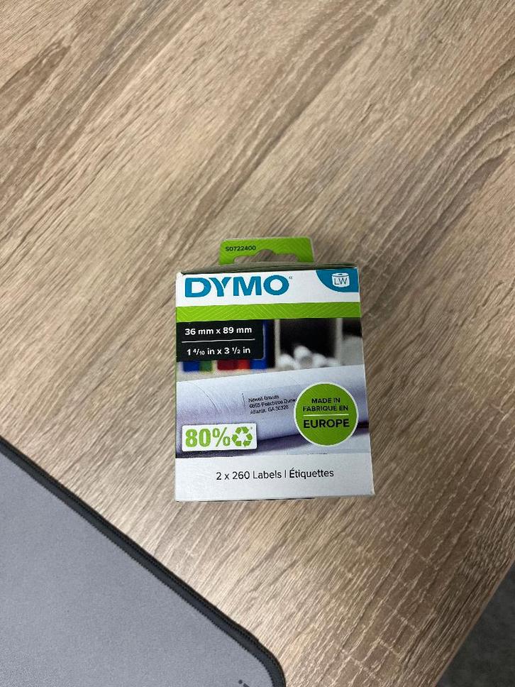 Dymo Breed adres etiket 36X89mm (2 rollen á260), Computers en Software, Labelprinters, Nieuw, Etiket, Ophalen of Verzenden