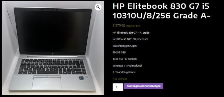 HP Elitebook laptops met i5 processor en garantie, Computers en Software, Windows Laptops, Zo goed als nieuw, 13 inch, SSD, 2 tot 3 Ghz