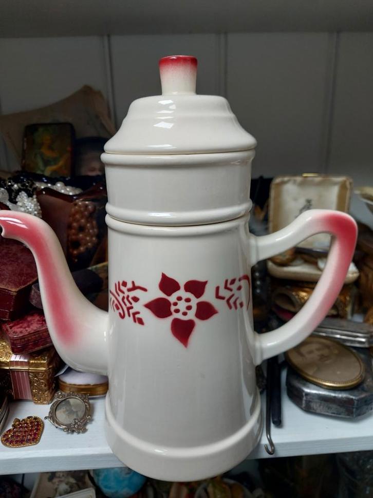 Prachtige sierlijke Franse porseleinen cafétiere Lunéville, Antiek en Kunst, Antiek | Servies los, Ophalen of Verzenden