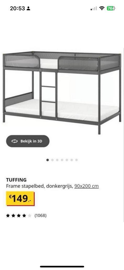 2 stuks srapelbed Tuffing (ikea) incl matrassen, Huis en Inrichting, Slaapkamer | Stapelbedden en Hoogslapers, Zo goed als nieuw
