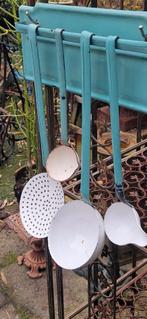 Leuk aqua blauw emaille lepelrek voor decoratie (brocante), Ophalen of Verzenden, Gebruikt
