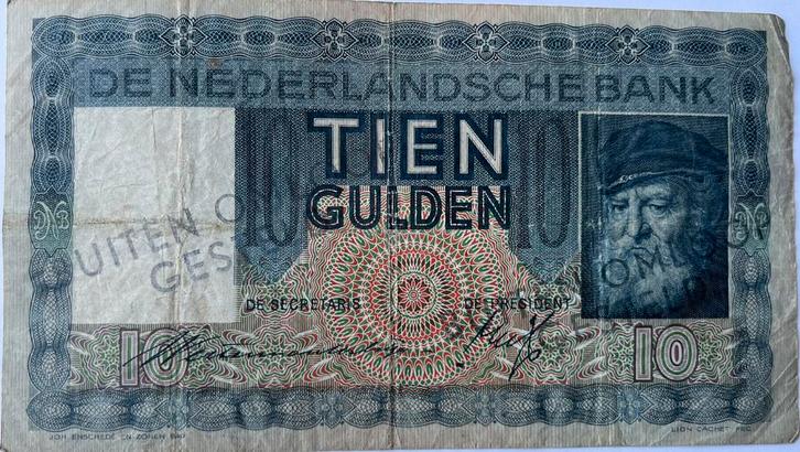 Tien gulden 1934 met buiten omloop stempel, Postzegels en Munten, Bankbiljetten | Nederland, Los biljet, 10 gulden, Ophalen of Verzenden