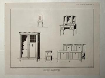 1910. Afbeelding van MODERNE SLAAPKAMER. Als losse bijlage i