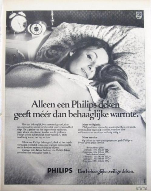 7 vintage reclames elektrische deken 63-80 Philips, Verzamelen, Merken en Reclamevoorwerpen, Gebruikt, Verzenden