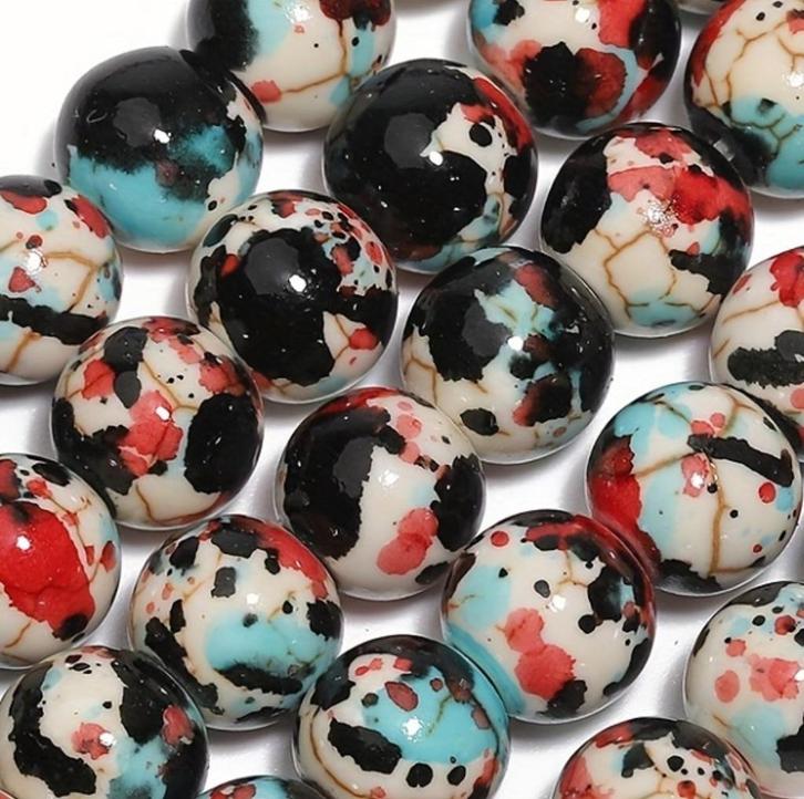 Streng multicolor Howliet Natuursteen kralen 7.5 mm, Hobby en Vrije tijd, Kralen en Sieraden maken, Nieuw, Kraal, Ophalen