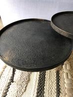 Salontafel set hout met bronzen stalen poten, Huis en Inrichting, Tafels | Salontafels, Ophalen, ., 50 tot 100 cm, .