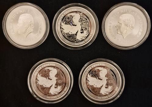 5x 1 oz Mythical Phoenix Zilver Munten 2025, Postzegels en Munten, Edelmetalen en Baren, Zilver, Ophalen of Verzenden