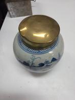 Antieke Chinese gemberpot met koperen deksel, Antiek en Kunst, Ophalen of Verzenden