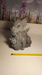 Schattig Drakenbeeldje met Kat, Ophalen of Verzenden, Zo goed als nieuw, Beton, Dierenbeeld