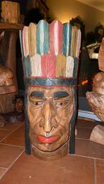 Groot houten indianen hoofd, Antiek en Kunst, Ophalen