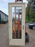 Hardhouten deur met kozijn met dubbel glas, Doe-het-zelf en Verbouw, Kozijnen en Schuifpuien, Gebruikt, Deurkozijn, 225 cm of meer