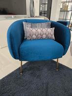 Fluwelen fauteuil met bijpassende hocker, Ophalen, Zo goed als nieuw, Stof, Modern