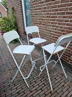 Drie witte barkrukken / sta tafel stoelen, Ophalen, Zo goed als nieuw, 90 cm of meer, Metaal