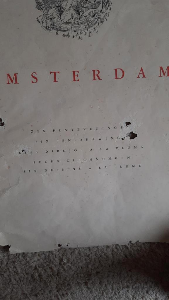 Amsterdam Pentekeningen - Set van 6 Prenten, Antiek en Kunst, Kunst | Tekeningen en Foto's, Ophalen of Verzenden