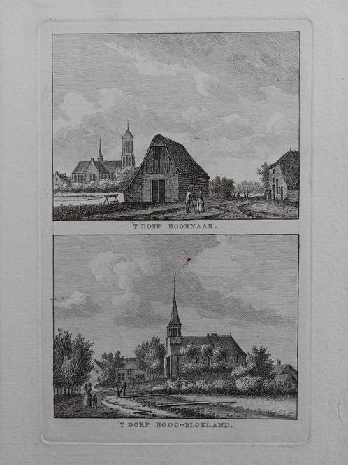 158- 159 Dorp Hoornaar + Hoog Blokland Gravure 1792 Bulthuis, Antiek en Kunst, Kunst | Etsen en Gravures, Ophalen of Verzenden