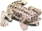 Schitterende Sterling Zilver Markasiet Kikker Broche, Verzenden, Zilver, Broche, Met edelsteen