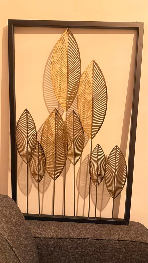 Metalen Wanddecoratie - Bladeren Design, Huis en Inrichting, Woonaccessoires | Schilderijen, Tekeningen en Foto's, Zo goed als nieuw