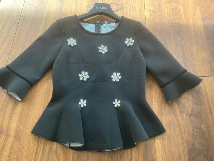 Monnalisa couture tuniek zwart met glitter bloemen neopreen, Kinderen en Baby's, Kinderkleding | Maat 152, Zo goed als nieuw, Meisje