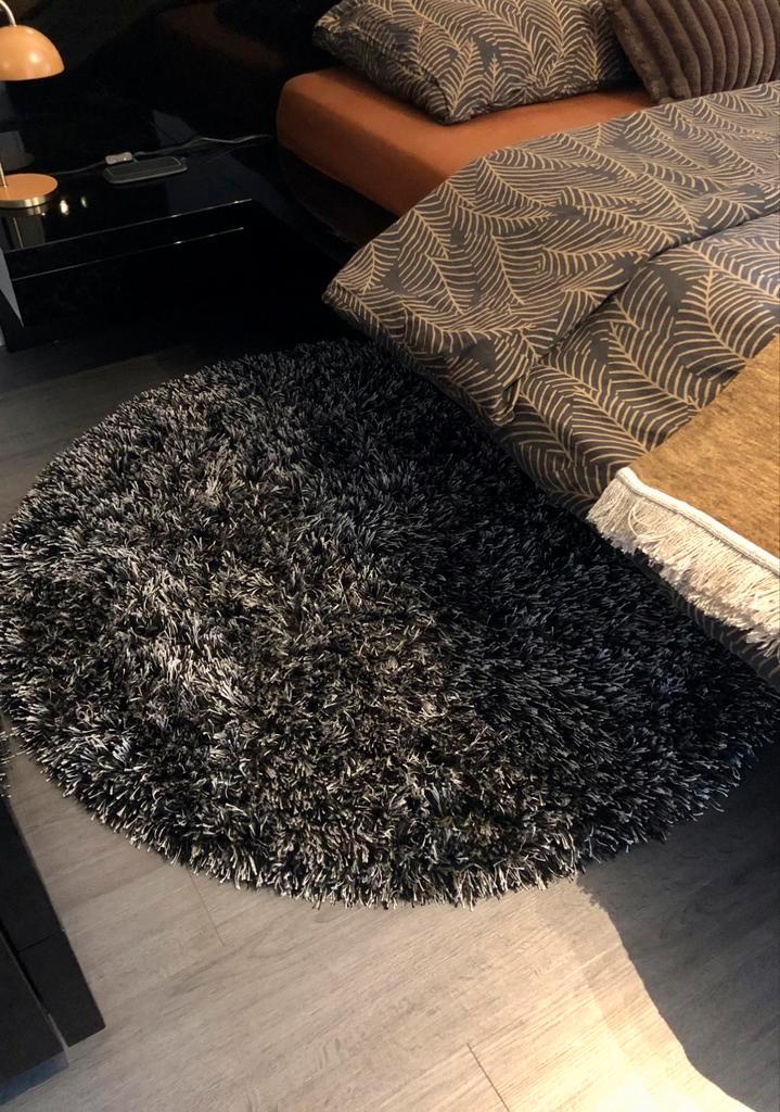 Vloerkleed rond 2 stuks Antraciet 130 cm, Huis en Inrichting, Stoffering | Tapijten en Kleden, Zo goed als nieuw, 100 tot 150 cm