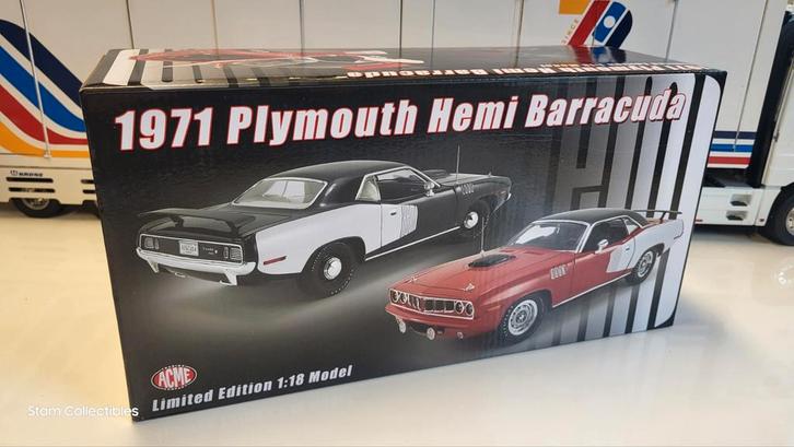 ACME Plymouth Hemi Barracuda Red - 1971, Hobby en Vrije tijd, Modelauto's | 1:18, Nieuw, Auto, Overige merken, Ophalen of Verzenden