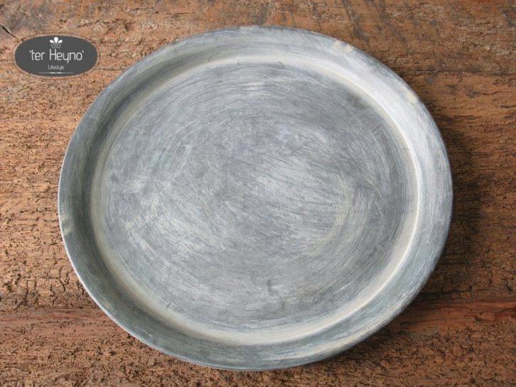 Zinken bord schaal zink bordje rond stoer sober landelijk, Huis en Inrichting, Woonaccessoires | Overige, Nieuw, Verzenden