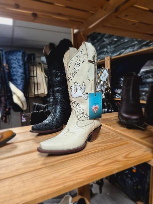 La Pintura Cowboylaars Offwhite Handgemaakt Maat 37!, Kleding | Dames, Schoenen, Nieuw, Hoge laarzen, Wit, Ophalen of Verzenden