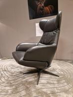 Fauteuil Subliem zwart leder, Ophalen, Minder dan 75 cm, Nieuw, Metaal