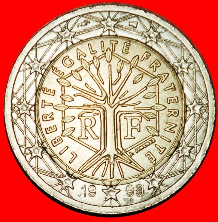 Ⰶ PHALLIC TYPE 1999-2006: FRANCE 2 EUROS 1999 WORLD TREE MIN, Postzegels en Munten, Munten | Europa | Euromunten, Losse munt, 2 euro
