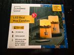 Nieuw! 2 LED verlichte Wax kaarsen met timer, Overige materialen, Nieuw, Ophalen of Verzenden, Kaars