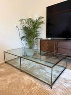 Luxe salontafel La Redoute Sybil - 14070 cm - Glas/messing, Ophalen, 100 tot 150 cm, 50 tot 100 cm, Zo goed als nieuw