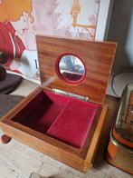 Muziekdoosje met spiegel en houten inlegwerk, Minder dan 50 cm, Gebruikt, Onbekend, Minder dan 50 cm