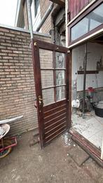 2 Houten Buitendeuren met Glas gratis, Doe-het-zelf en Verbouw, Deuren en Horren, Ophalen, Gebruikt, 80 tot 100 cm, Buitendeur