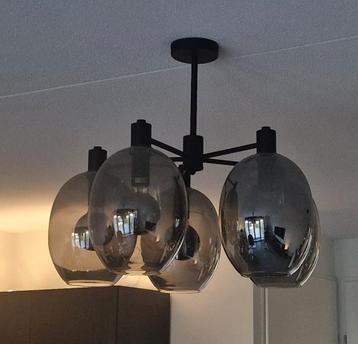 Plafondlamp met rookglas bollen