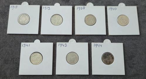 7 x 25 cent zilver (kwartje), Postzegels en Munten, Munten | Nederland, Setje, 25 cent, Koningin Juliana, Zilver, Verzenden