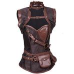 Bruin korset met tasje victoriaanse steampunk gothic bustier, Verzenden, Bruin, Body of Korset