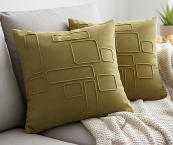Set van 2 groene kussenhoezen – 40 x 40 cm beschikbaar voor biedingen