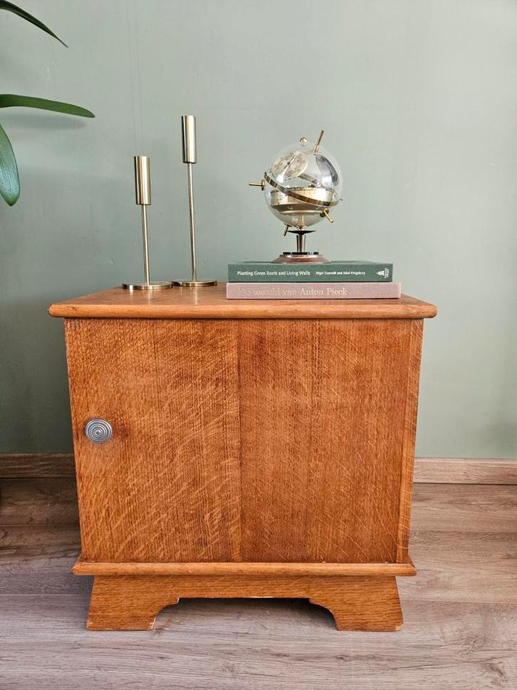 Vintage houten nachtkastje / kastje, jaren 50, Huis en Inrichting, Kasten | Overige, Gebruikt, Ophalen