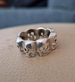 Maat 19,25- Zilveren (925) GOTHIC / GOTISCHE ring DOODSHOOFD, Ophalen, 19 tot 20, Zo goed als nieuw, Dame of Heer